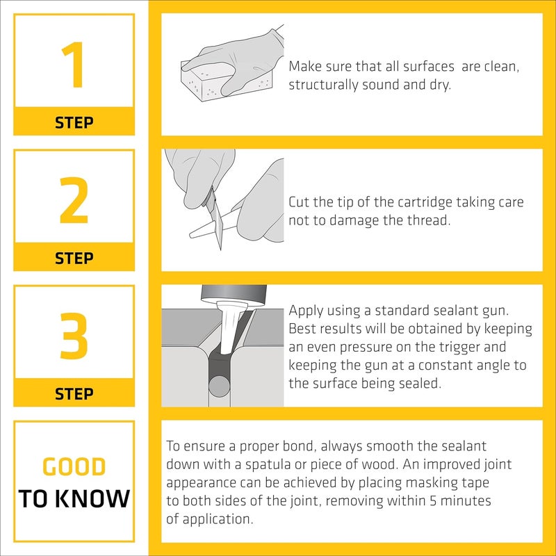 SIKA Sikasil-117 Sanitary Anti-Fungal Silicone Sealant - 280ml Transparent Cartridge - Image 4